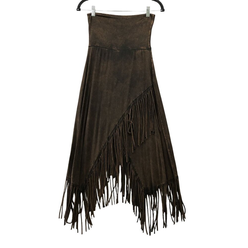 T Party Fashion Brown Fringe Maxi Skirt